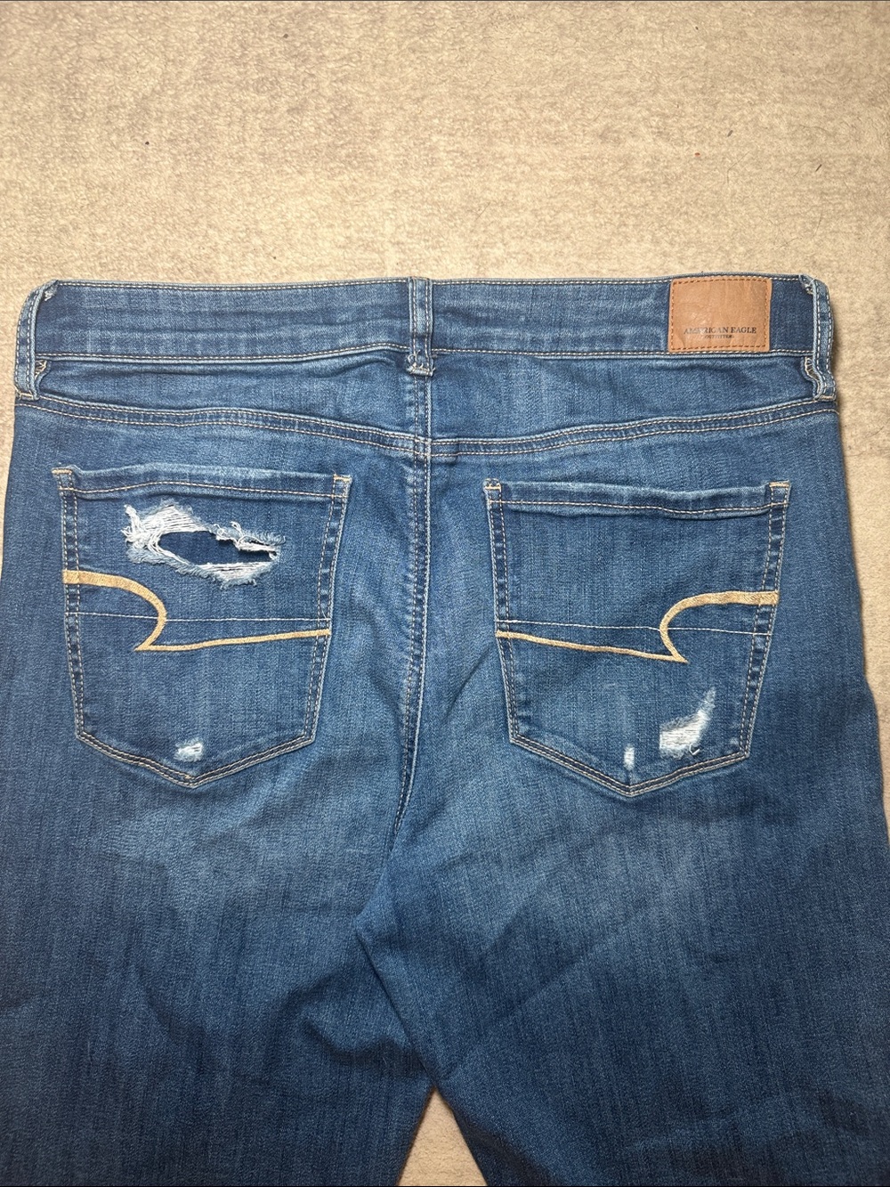 American Eagle Outfitters Blue Jean Denim Hi-Rise Jegging Distressed 16 Long - Picture 8 of 9